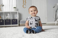 Load image into Gallery viewer, Grow by Gerber Baby Boy's Organic 5-Pack Short-Sleeve Onesies Bodysuits Pants, Black/White/Grey/Blue, 0-3 Months