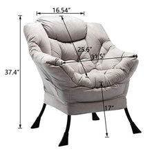 Load image into Gallery viewer, HollyHOME Modern Fabric Lazy Chair, Accent Contemporary Lounge Chair, Single Steel Frame Leisure Sofa Chair with Armrests and A Side Pocket, Grey
