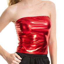 Load image into Gallery viewer, WoCoo Ladies' Nightclub Costumes Wrapped Chest And Patent Leather Solid Color Tube Tops Bottoming Shirt Performance Clothe(Red,L)