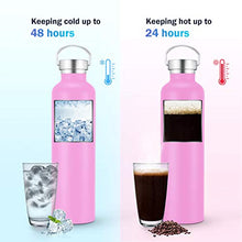 Load image into Gallery viewer, OMORC 316 Stainless Steel Water Bottle-34oz,Double Wall Vacuum Insulated Water Bottle,Stay Cold for 48 Hrs,Hot for 24 Hrs, Wide Mouth Thermo Travel Sports Water Bottle with Straw and 2 Lids-Pink