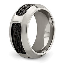 Load image into Gallery viewer, ICE CARATS Edward Mirell Stainless Steel Black Titanium Cable 10.75mm Wedding Ring Band Size 9.00 Man Fancy Fashion Jewelry for Dad Mens Gifts for Him