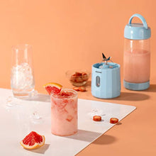 Load image into Gallery viewer, Portable Smoothie Blender, REDMOND USB Rechargeable Blender 4000mAh with 480ml Glass Travel Bottle, 6 Stainless Steel Blades, Battery Indicator for Shakes and Smoothies Outdoor (Baby Blue)