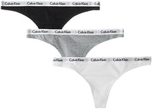 Load image into Gallery viewer, Calvin Klein Women's Carousel Logo Cotton Thong Panty, Black/White/Grey Heather, Medium