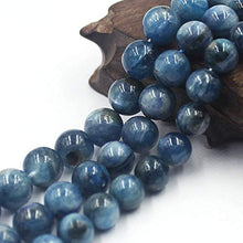 Load image into Gallery viewer, SR BGSJ Jewelry Making Craft Natural 10-11mm AA Grade Round Blue Kyanite Beads Gemstone Spacer Seed Beads Strand 15"