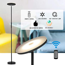Load image into Gallery viewer, Sky LED Torchiere Super Bright Floor Lamp, Shalomlite Dimmable Standing Uplight Lamp with Remote and Touch Control, Adjustable Tall Standing Pole Light for Reading, Living Rooms, Bedroom and Offices