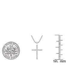 Load image into Gallery viewer, 0.30 Carat (ctw) Round White Diamond Ladies Cross Pendant 1/3 CT (Silver Chain Included), 14K White Gold