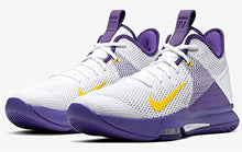 Load image into Gallery viewer, Nike Men's Basketball Shoe, Bianco White MTLC Gold Voltage Purple Pure Platinum Opti Yellow Volt 100, 8 US