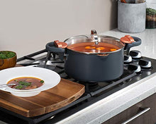 Load image into Gallery viewer, Gotham Steel 5 Quart Stock Multipurpose Pasta Pot with Strainer Lid & Twist and Lock Handles, Nonstick Ceramic Surface Makes for Effortless Cleanup with Tempered Glass Lid, Dishwasher Safe, Graphite