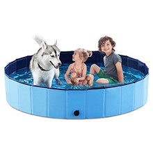 Load image into Gallery viewer, Jasonwell Foldable Dog Pool Collapsible Dog Pet Pool Bathing Tub Kiddie Pool and Splash Pad Sprinkler for Kids Splash Play Mat 68" Outdoor Water Toys