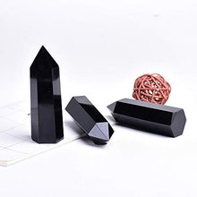 Load image into Gallery viewer, Runyangshi Natural Healing Crystal Wands, 6 Faceted Reiki Chakra Stones, Healing Crystal Single Point Wand Faceted Prism Wand (Black Obsidian, 2"-2.4" (5-6cm))