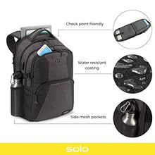Load image into Gallery viewer, solo Depart TSA Laptop USB Charging Port, Water Resistant Travel Backpack, Black, One Size
