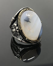 Load image into Gallery viewer, KAR Rare 925K STERLING SILVER Yemeni AGATE(Aqeeq) Large MEN'S RING USA SELLER P5B (12)