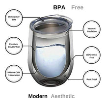 Load image into Gallery viewer, llumé Double Wall, Insulated, 2 12oz Stainless Steel Wine Tumbler with Lid, Straw, Cleaner Set- Dishwasher Safe Cups, For Hot/Cold Drinks, Coffee, Cocktail - Perfect Gift for Housewarming, Birthday