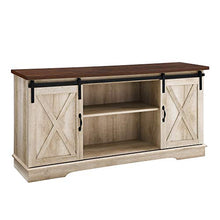 Load image into Gallery viewer, Walker Edison Furniture Company Modern Farmhouse Sliding Barndoor Wood Stand for TV's up to 65" Flat Screen Cabinet Door Living Room Storage Entertainment Center, 28 Inches Tall, White Oak