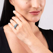 Load image into Gallery viewer, American West Sterling Silver Sleeping Beauty Turquoise Gemstone 3-Stone Scalloped Ring Size 8