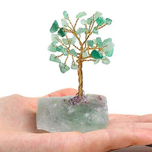 Load image into Gallery viewer, JIC Gem Green Aventurine Healing Crystal Gemstone Tree Wire Wrapped On Natural Green Fluorite Base Home Office Decor Tree Figurine