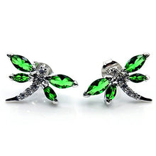 Load image into Gallery viewer, Sterling Silver Chrome Diopside Quartz Dragonfly Stud Earrings