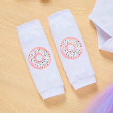 Load image into Gallery viewer, Baby Girl 1st Birthday Cake Smash Outfits Donuts Romper+Tutu Skirt+Headband+Leg Warmers Clothes 4Pcs Set(Colorful 1, 9-12 Months)