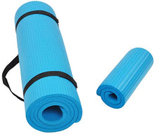 Load image into Gallery viewer, BalanceFrom GoYoga+ All-Purpose 1/2-Inch Extra Thick High Density Anti-Tear Exercise Yoga Mat and Knee Pad with Carrying Strap (Blue)