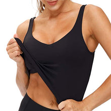Load image into Gallery viewer, Women’s Longline Sports Bra Wirefree Padded Medium Support Yoga Bras Gym Running Workout Tank Tops (Light Grey, Medium, m)