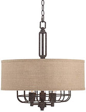 Load image into Gallery viewer, Tremont Rust Cage Pendant Chandelier 20" Wide Industrial Rustic Tan Burlap Drum Shade 3-Light Fixture for Dining Room House Foyer Kitchen Island Entryway Bedroom Living Room - Franklin Iron Works
