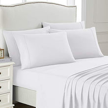 Load image into Gallery viewer, King Bed Sheet Set, 6 PC Super Soft Microfiber Bedding Set, Wrinkle & Fade Resistant Sheet Set, Hotel Quality Fits Mattress Up to 14'' Deep Pocket, White
