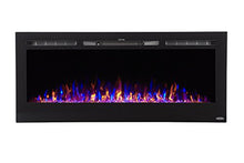 Load image into Gallery viewer, Touchstone 80004 - Sideline Electric Fireplace - 50 Inch Wide - in Wall Recessed - 5 Flame Settings - Realistic 3 Color Flame - 1500/750 Watt Heater - (Black) - Log & Crystal Hearth Options