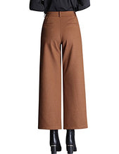 Load image into Gallery viewer, Tanming Women's Thick Wool Blend Cropped Wide Leg Pant Trousers (Small, Brown)