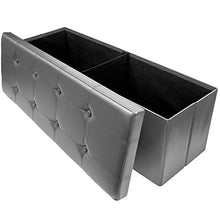 Load image into Gallery viewer, Sorbus Storage Bench Chest – Collapsible/Folding Bench Ottoman with Cover – Perfect Hope Chest, Pouffe Ottoman, Coffee Table, Seat, Foot Rest, and More – Contemporary Faux Leather, Large (Gray)