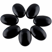 Load image into Gallery viewer, rockcloud Oval Worry Stones,Palm Pocket Energy Stone,Healing Crystal with Velvet Bag,Black Obsidian