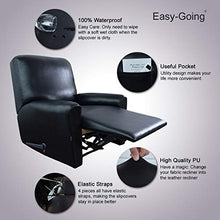 Load image into Gallery viewer, Easy-Going PU Leather Recliner slipcovers, Stretch Sofa Covers, 4 Pieces Stretch Furniture Protector, Elastic Strap Shield Pets Kids Children Cats Dogs(Recliner, Black)