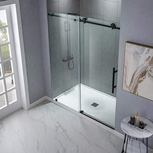 Load image into Gallery viewer, WOODBRIDGE MBSDC6076-MBL Frameless Sliding Glass Shower Door | 56"-60"W x 76"H | Matte Black Finish