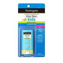 Load image into Gallery viewer, Neutrogena Wet Skin Kids Water Resistant Sunscreen Stick, Kids Sunscreen for Face and Body, Broad Spectrum SPF 70 UVA/UVB Sun Protection, Oil-Free & Hypoallergenic, 0.47 oz