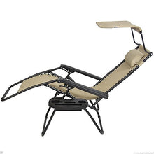 Load image into Gallery viewer, 2 PCS Zero Gravity Chair Lounge Patio Chairs with Canopy Cup Holder