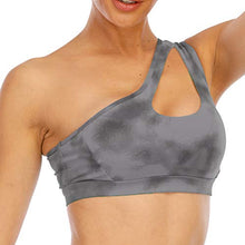 Load image into Gallery viewer, OUYISHANG One Shoulder Sports Bra,Yoga Bra,Workout Bras for Women,Running Sports Bras for Women,Tie Dye BrasY023-grey tie dye-S