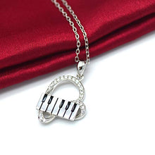 Load image into Gallery viewer, ACJNA 925 Sterling Silver Heart Pendant Piano Keyboard Necklace Music Jewelry for Women Girls