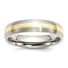 Load image into Gallery viewer, ICE CARATS Titanium 14k Yellow Inlay 5mm Brushed Wedding Ring Band Size 7.00 Precious Metal Fine Jewelry for Women Gifts for Her