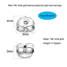 Load image into Gallery viewer, Earring Backs 18K Gold/White Gold/Rose Gold Earring Backings Hypoallergenic Butterfly Ear Extra Post Findings Safety for Studs (18K white gold earring backs)