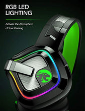 Load image into Gallery viewer, ZIUMIER Z66 Gaming Headset for PS4, PS5, Xbox One, PC, Wired Over Ear Headphone with Noise Isolation Microphone, LED RGB Light,Surround Sound for Laptop Computer, Green