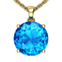 Load image into Gallery viewer, Belinda Jewelz 14k Yellow Gold Round Gemstone Sparkling Rope Chain Sterling Silver Birthstone Fine Jewelry Classic Womens Hanging Pendant Necklace, 4.1 Carat Swiss Blue Topaz, 18 inch