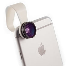 Load image into Gallery viewer, iPhone Camera Lens 2-in-1 by Pocket Lens, Macro and Wideangle Lens, Fits All iPhones, iPads, Samsung, Google Phones, Alternative to Olloclip, Comes with Waterproof Pouch