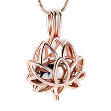 Load image into Gallery viewer, Cremation Jewelry Urn Pendant Necklace with Hollow Urn Cremation Jewelry for Ashes Lotus Flower Shape