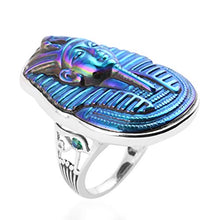 Load image into Gallery viewer, 925 Sterling Silver Hand Made Carved Black Obsidian Quartz Cocktail Ring Wedding Anniversary Bridal Jewelry for Women Size 8