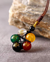 Load image into Gallery viewer, Lightock Star Necklace Pendant for Women Men Natural Agate Carved in Sutra Amulet 10mm Beads Stone Unisex
