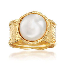 Load image into Gallery viewer, Ross-Simons 11.5-12mm Cultured Button Pearl Ring in 18kt Yellow Gold Over Sterling For Women
