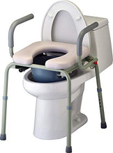 Load image into Gallery viewer, NOVA Medical Products Drop Arm Commode with Padded Seat and Back, Drop Down Arms for Easy Transfer, Stand Alone Bed Side Commode and Over The Toilet Commode, Comes with Bucket, Lid and Slash Guard