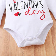 Load image into Gallery viewer, My First Valentine's Day Newborn Baby Girl Outfit Long Sleeve Romper + Valentine's Tutu Skirt + Headband 3PCS Clothing Set (White, 6-12 Months)