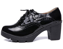 Load image into Gallery viewer, DADAWEN Women's Classic T-Strap Platform Mid-Heel Square Toe Oxfords Dress Shoes Black US Size 6.5