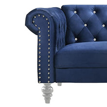 Load image into Gallery viewer, New Classic Furniture Glam Emma Velvet Two Seater Chesterfield Style Loveseat for Small Spaces with Crystal Button Tufts, Royal Blue