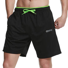Load image into Gallery viewer, CENFOR Men's 7" Athletic Workout Shorts with Pockets Drawstring Quick Dry Breathable Active Training Shorts(Black,S)